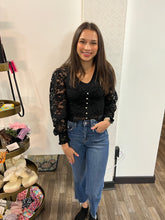 Load image into Gallery viewer, Lace Button Down Long Sleeve Crop Top