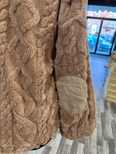 Load image into Gallery viewer, Mocha Plus Fuzzy Fleece Cozy Cable Pattern Henley Top - Athena's Fashion Boutique