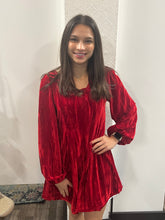Load image into Gallery viewer, Red Front Ribbon Velvet Holiday Mini Flare Dress