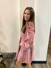 Load image into Gallery viewer, Mauve Front Ribbon Velvet Holiday Mini Flare Dress