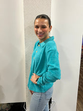 Load image into Gallery viewer, Teal Brushed Melange Hacci Collared Sweater