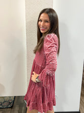 Load image into Gallery viewer, Pink Leopard Velvet Ruffled Holiday Mini Dress - Athena's Fashion Boutique