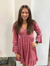 Load image into Gallery viewer, Pink Leopard Velvet Ruffled Holiday Mini Dress - Athena's Fashion Boutique