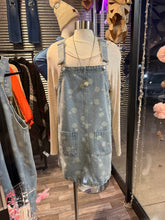 Load image into Gallery viewer, Dandelion Print Washed Denim Overall Mini Dress