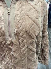 Load image into Gallery viewer, Mocha Plus Fuzzy Fleece Cozy Cable Pattern Henley Top - Athena's Fashion Boutique