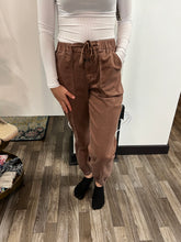 Load image into Gallery viewer, Mica Denim Cocoa Brown High Rise Jogger Crop Jeans