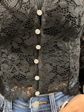 Load image into Gallery viewer, Lace Button Down Long Sleeve Crop Top