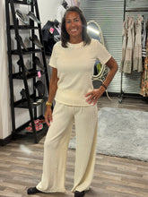 Load image into Gallery viewer, Off White Tshirt and Wide Pants Lounge Set