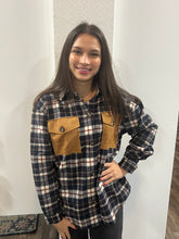 Load image into Gallery viewer, Long Sleeve Suede Pocket Detail Brushed Plaid Shacket