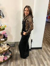 Load image into Gallery viewer, Black Soft Corduroy Straight Leg Overall Jumpsuit