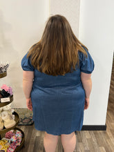 Load image into Gallery viewer, Plus Size Square Neck Wrap Bubble Sleeve Dress