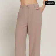 Load image into Gallery viewer, Khaki Straight Woven Linen Effect Long Pants