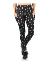 Load image into Gallery viewer, Womens Tummy Control Butt Sculpting Sport Lightning Bolt Leggings - Athena's Fashion Boutique