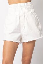 Load image into Gallery viewer, White High-Waist Washed Twill Shorts