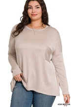 Load image into Gallery viewer, Ash Mocha Ribbed Striped Oversized Long Sleeve Top