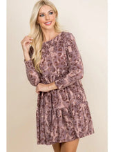 Load image into Gallery viewer, Animal Print Long Sleeve Babydoll Dress