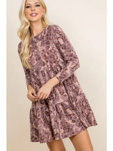 Load image into Gallery viewer, Animal Print Long Sleeve Babydoll Dress