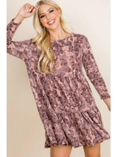 Load image into Gallery viewer, Animal Print Long Sleeve Babydoll Dress