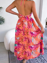 Load image into Gallery viewer, Orange Cut-Out Beach Halter Long Dress