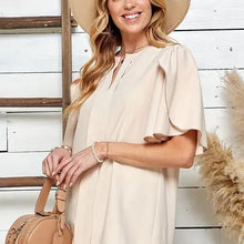 Load image into Gallery viewer, Beige Women Solid Petal Flutter Sleeve Loose Blouse
