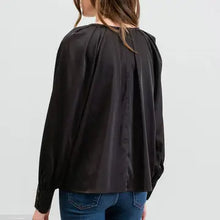 Load image into Gallery viewer, Black Long Buttoned Bishop Sleeve Top