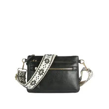 Load image into Gallery viewer, Black Multi Zip Pocket Crossbody with Guitar Strap