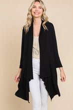 Load image into Gallery viewer, Black Drape Detail Half Duster Solid Cardigan