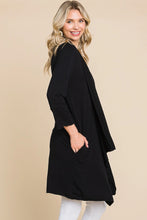 Load image into Gallery viewer, Black Drape Detail Half Duster Solid Cardigan