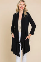 Load image into Gallery viewer, Black Drape Detail Half Duster Solid Cardigan