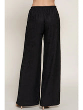 Load image into Gallery viewer, Black Drawstring Crinkle Knit Long Pants