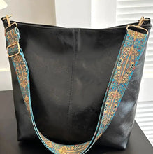 Load image into Gallery viewer, Black Retro Pattern Strap Vegan Leather Crossbody Shoulder Bag