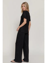 Load image into Gallery viewer, Black Tshirt and Wide Pants Lounge Set