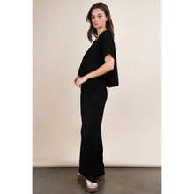 Load image into Gallery viewer, Black Textured Knit Comfy Casual Top & Pants Set