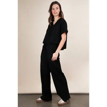 Load image into Gallery viewer, Black Textured Knit Comfy Casual Top & Pants Set