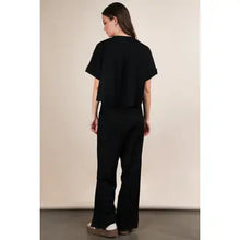 Load image into Gallery viewer, Black Textured Knit Comfy Casual Top & Pants Set