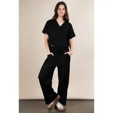 Load image into Gallery viewer, Black Textured Knit Comfy Casual Top & Pants Set