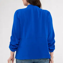 Load image into Gallery viewer, Royal Blue 3/4 Rouched Sleeve Blazer