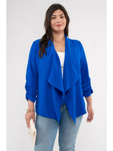 Load image into Gallery viewer, Royal Blue 3/4 Rouched Sleeve Blazer