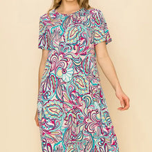 Load image into Gallery viewer, Women's Paisley Short Sleeve Midi Dress with Pockets