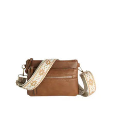 Load image into Gallery viewer, Brown Multi Zip Pocket Crossbody with Guitar Strap