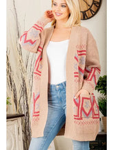Load image into Gallery viewer, Taupe Southwest Snowflake Open Cardigan - Athena's Fashion Boutique