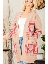 Load image into Gallery viewer, Taupe Southwest Snowflake Open Cardigan - Athena's Fashion Boutique