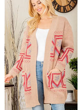 Load image into Gallery viewer, Taupe Southwest Snowflake Open Cardigan - Athena's Fashion Boutique