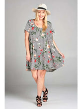 Load image into Gallery viewer, Plus Size Floral Checkered Babydoll Dress - Athena's Fashion Boutique