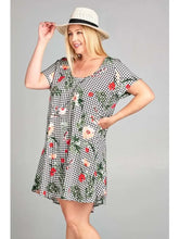 Load image into Gallery viewer, Plus Size Floral Checkered Babydoll Dress - Athena's Fashion Boutique