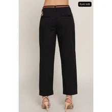 Load image into Gallery viewer, Black Plus Size Chino Pants with Braided Belt