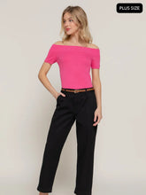 Load image into Gallery viewer, Black Plus Size Chino Pants with Braided Belt