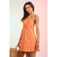 Load image into Gallery viewer, Orange Ruched Waist O-Ring Cami Mini Dress
