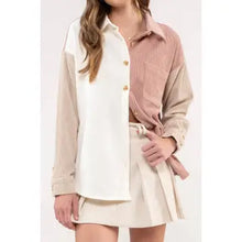 Load image into Gallery viewer, Pink Colorblock Corduroy Jacket - Athena's Fashion Boutique