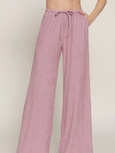 Load image into Gallery viewer, Women's Pink Drawstring Crinkle Long Pants